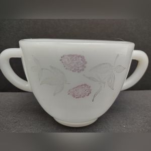 Vintage Federal Pink Clover Sugar Bowl Milk Glass